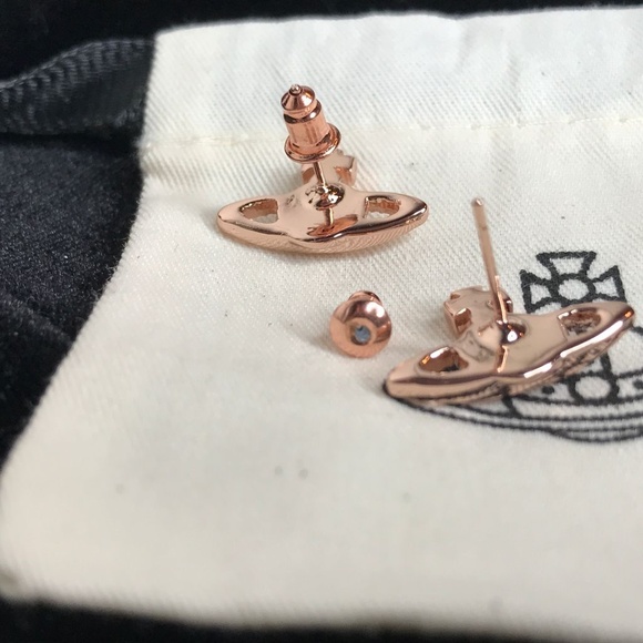 Vivienne Westwood Rose Gold Orb Logo Earrings Stud - Picture 5 of 5